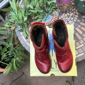 Red ankle boots by Fly London